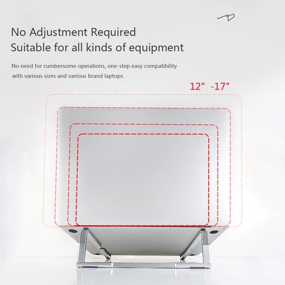 Подставка для ноутбука, Алюминиевая портативная съемная подставка для ноутбуков 12-17 дюймов, Серебристый, фото №7 Подставка для ноутбука, Алюминиевая портативная съемная подставка для ноутбуков 12-17 дюймов, Серебристый, фото №7