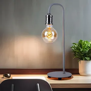 Настольная лампа GLOBO LIGHTING металлическая ретро индустриальная E27 43.8 x 15 см Серый матовый никель synthetic.ua - Фото 1