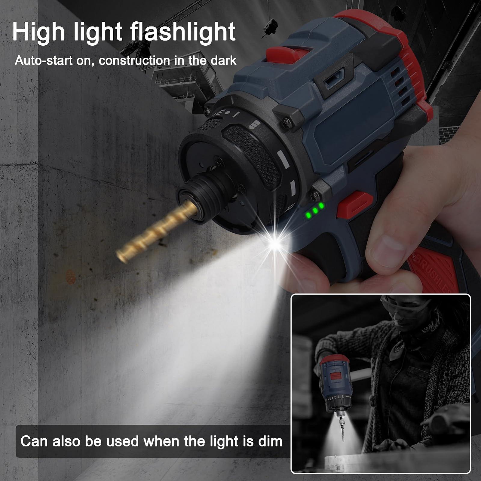 Аккумуляторная дрель Weytoll 16.8 V с 2 аккумуляторами 1300 мАч, крутящий момент на 23 + 1 уровнях, бесщеточная с ударом, фото №7 Аккумуляторная дрель Weytoll 16.8 V с 2 аккумуляторами 1300 мАч, крутящий момент на 23 + 1 уровнях, бесщеточная с ударом, фото №7