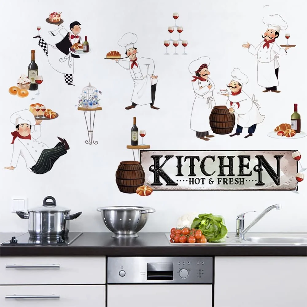 Наклейка на стіну Runtoo Кухня Шеф-кухар Чорна, фото №3