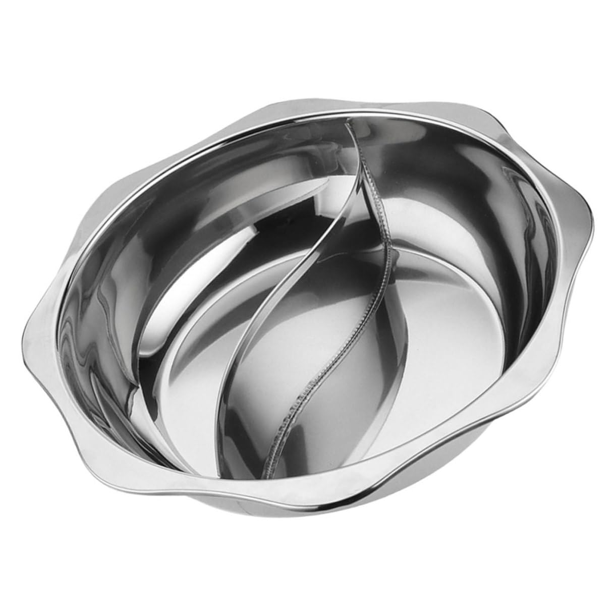 Каструля Cabilock Stainless Steel Shabu Pot велика з кришкою роздільником срібляста, фото №1