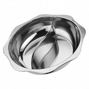 Каструля Cabilock Stainless Steel Shabu Pot велика з кришкою роздільником срібляста - Фото 1
