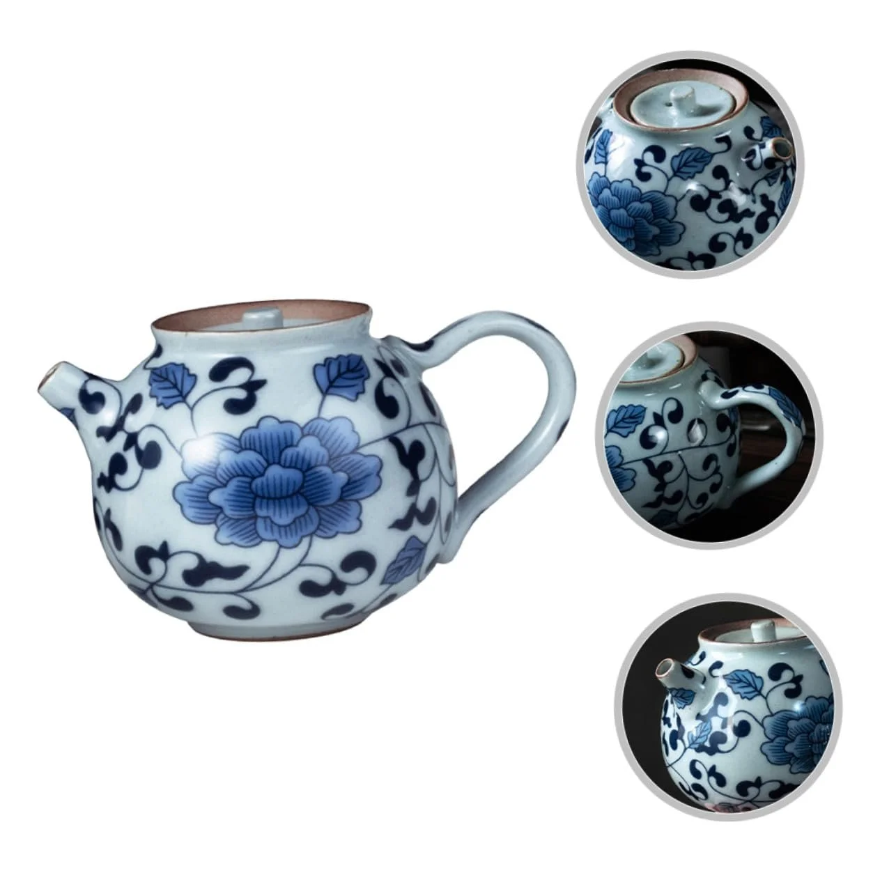 Чайник-заварник керамический FUNNETOYU Vintage с ручкой, жаростойкий с ситечком для чая, фото №7