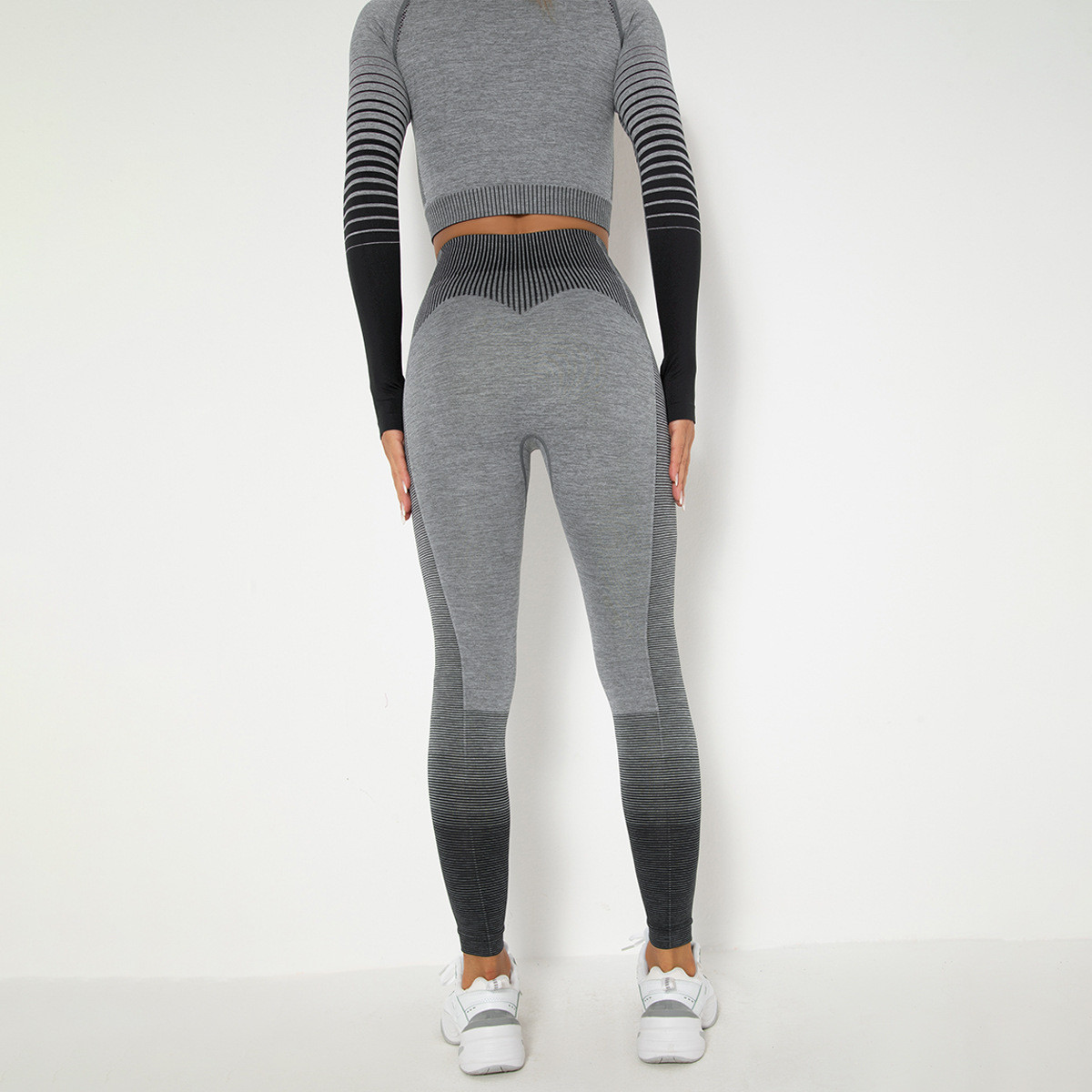 Леггинсы женские спортивные 9647 S серые с черным, фото №5