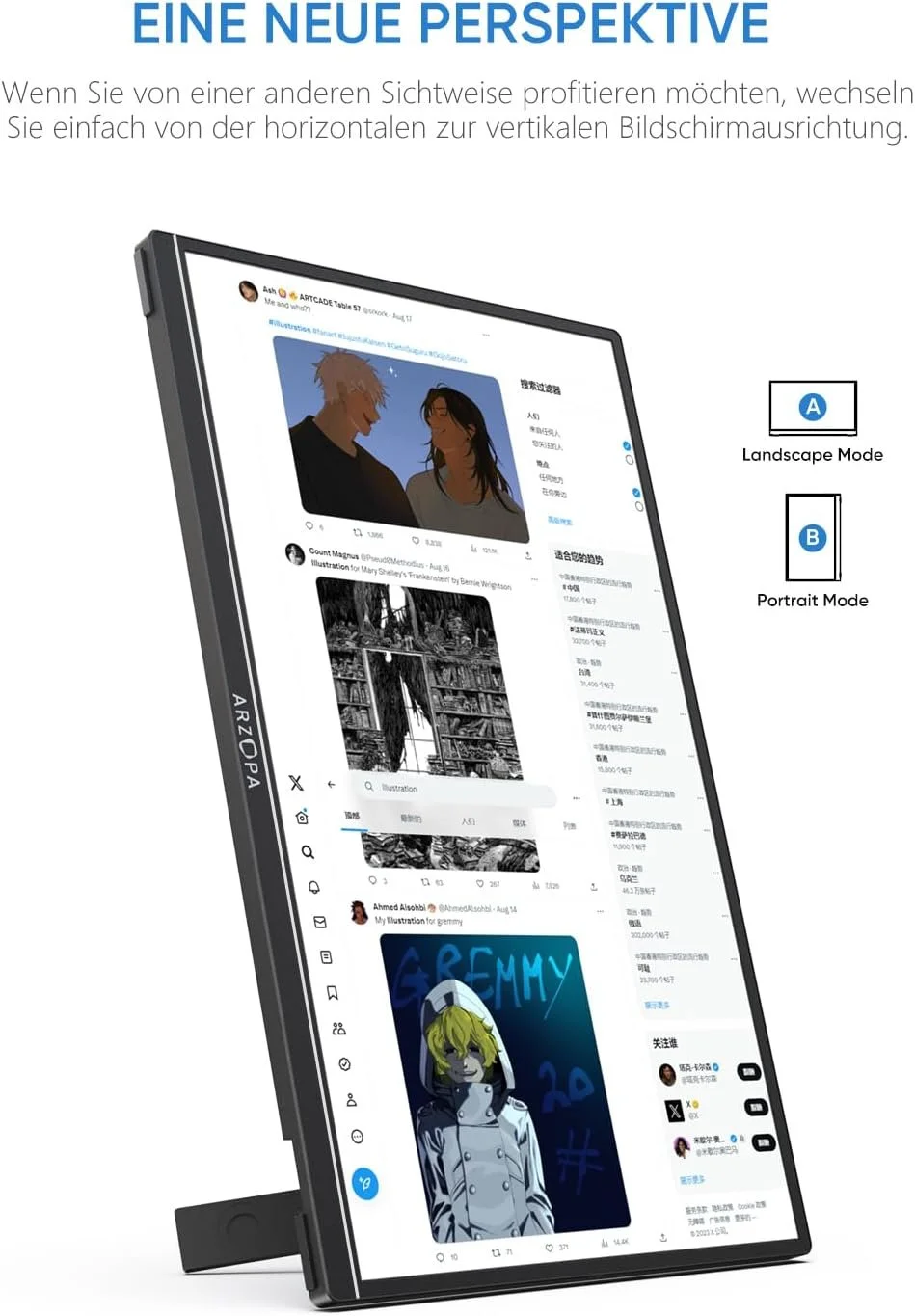 Монитор портативный 14" Arzopa A1 Gamut Slim Full HD IPS 60 Гц, фото №6 Монитор портативный 14" Arzopa A1 Gamut Slim Full HD IPS 60 Гц, фото №6