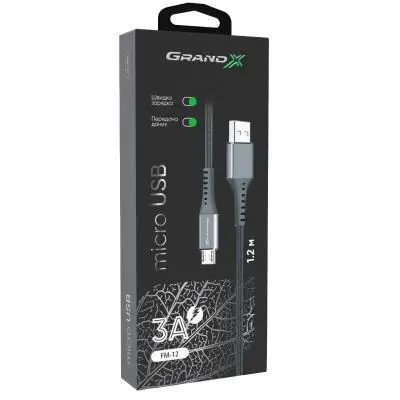 Дата кабель USB 2.0 AM to Micro 5P 1.2m Grand-X (FM-12G), фото №4