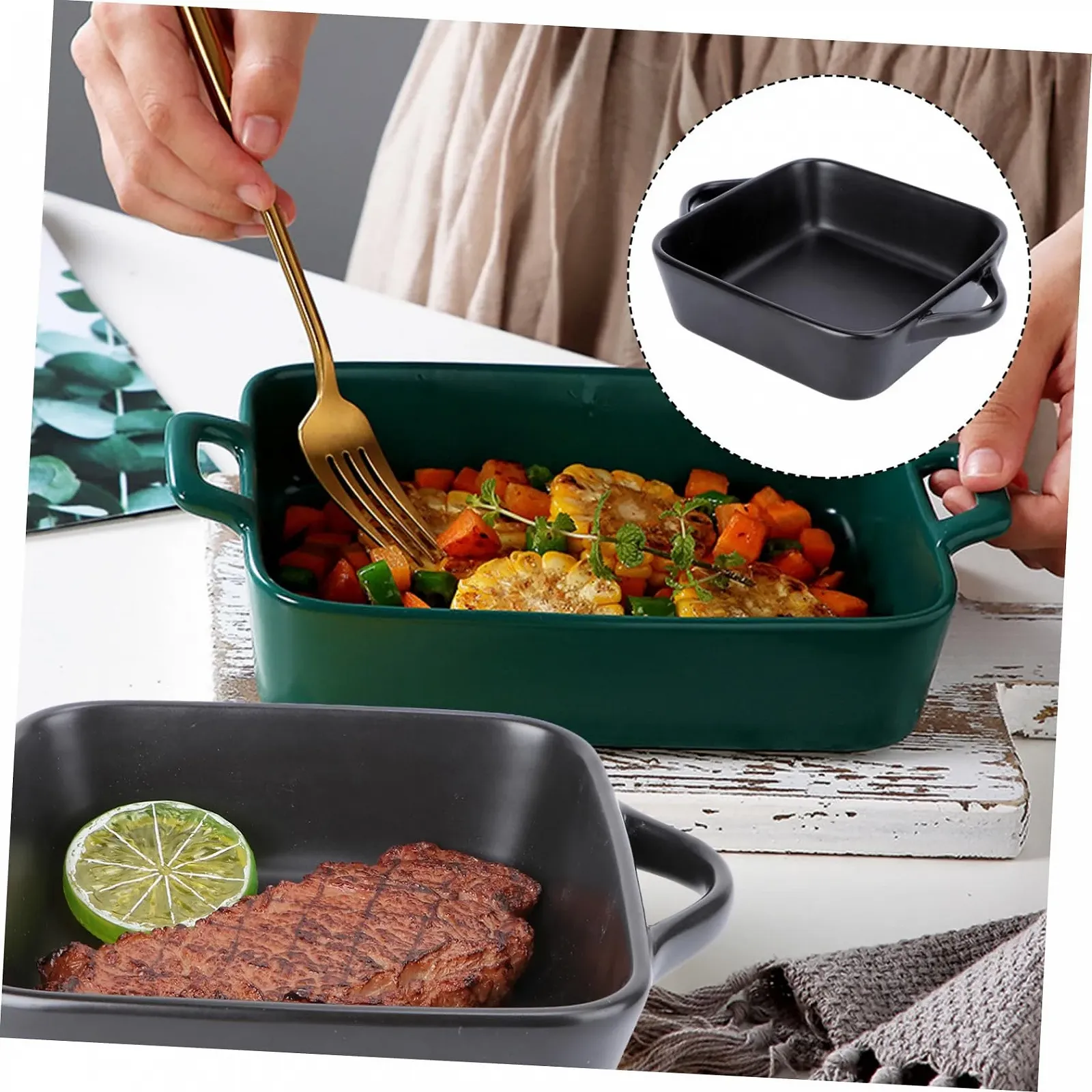 Форма для запікання VALICLUD прямокутна термостійка з ручками чорна, фото №5