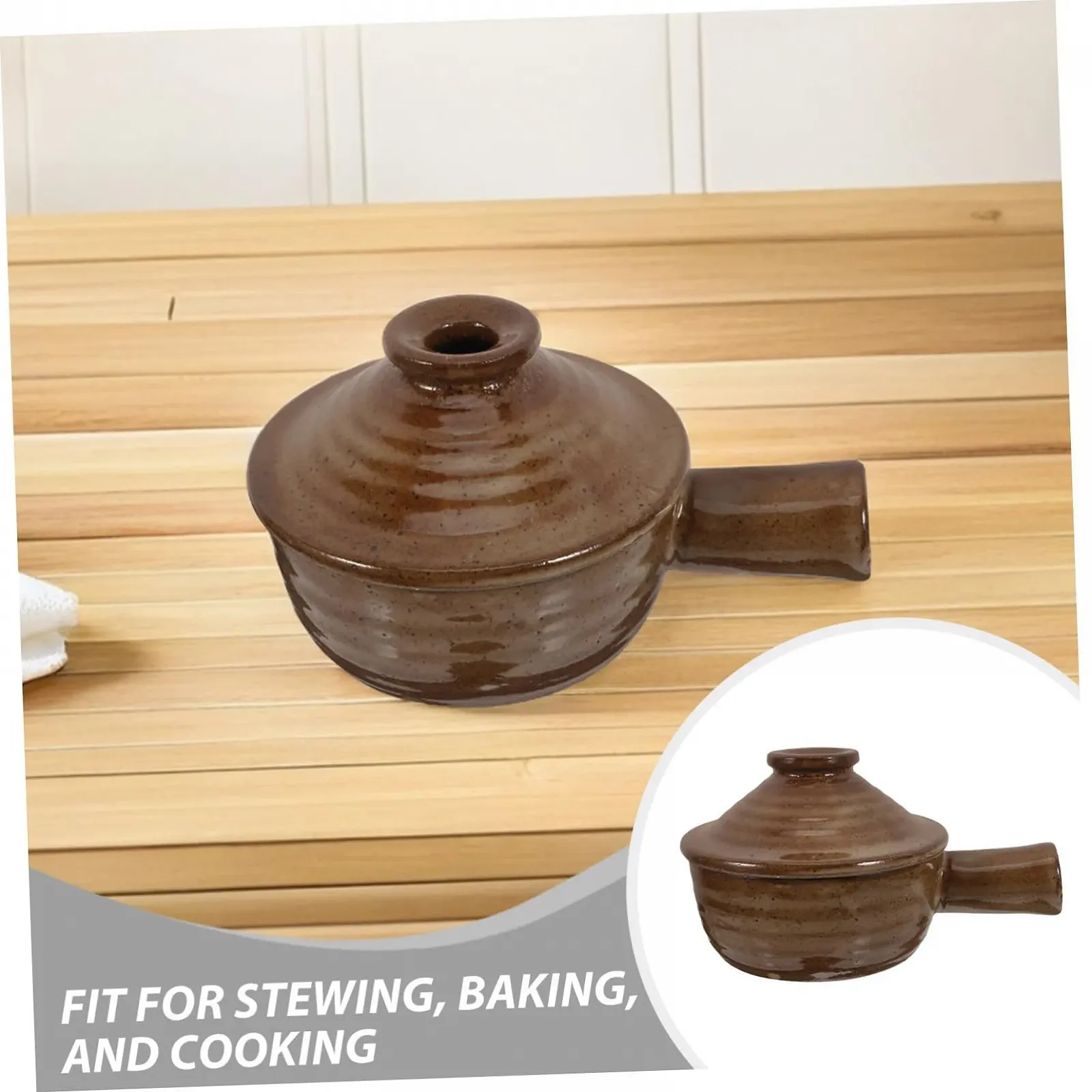 Набір ковшів для тушкування VALICLUD 2 шт. керамічні з кришкою та ручками для мікрохвильової печі, фото №3