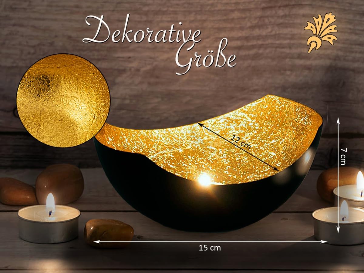 Підсвічник Чашеподібний Металевий Чорний Золотий, фото №5