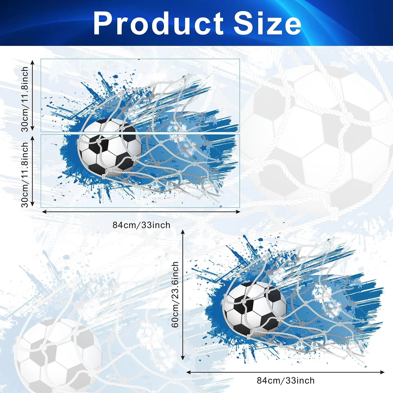 3D-наклейка на стену ANHUIB Футбольный мяч Прорыв Синяя, фото №6