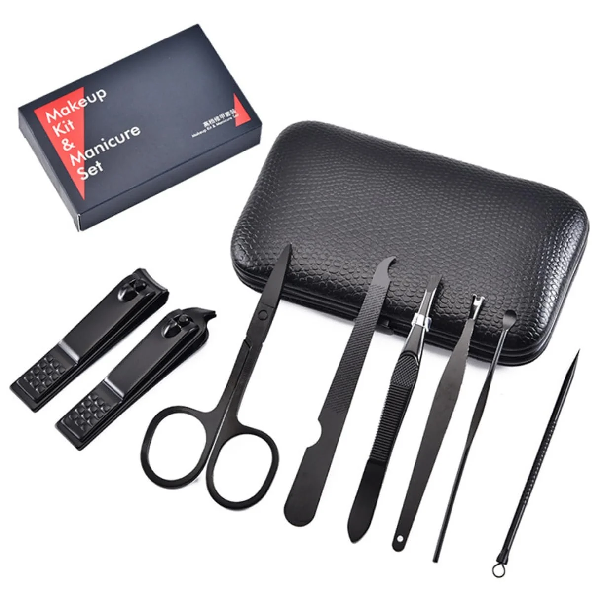 Набор для маникюра и педикюра OATIPHO Professionelles 8 шт., эргономичный дизайн, черный, фото №2