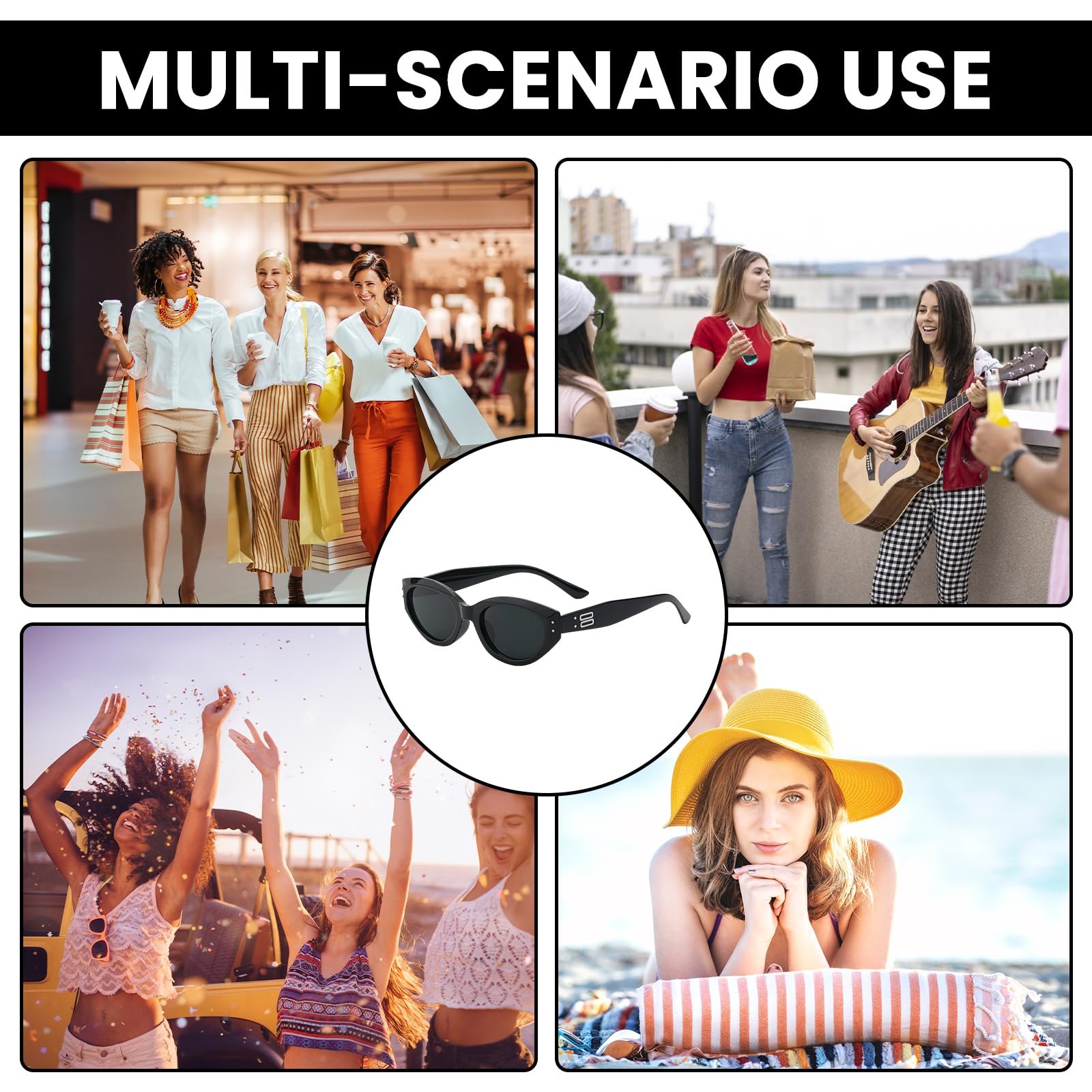 Жіночі сонцезахисні окуляри SPORWAY Вінтажні окуляри Agent Чорний, фото №7