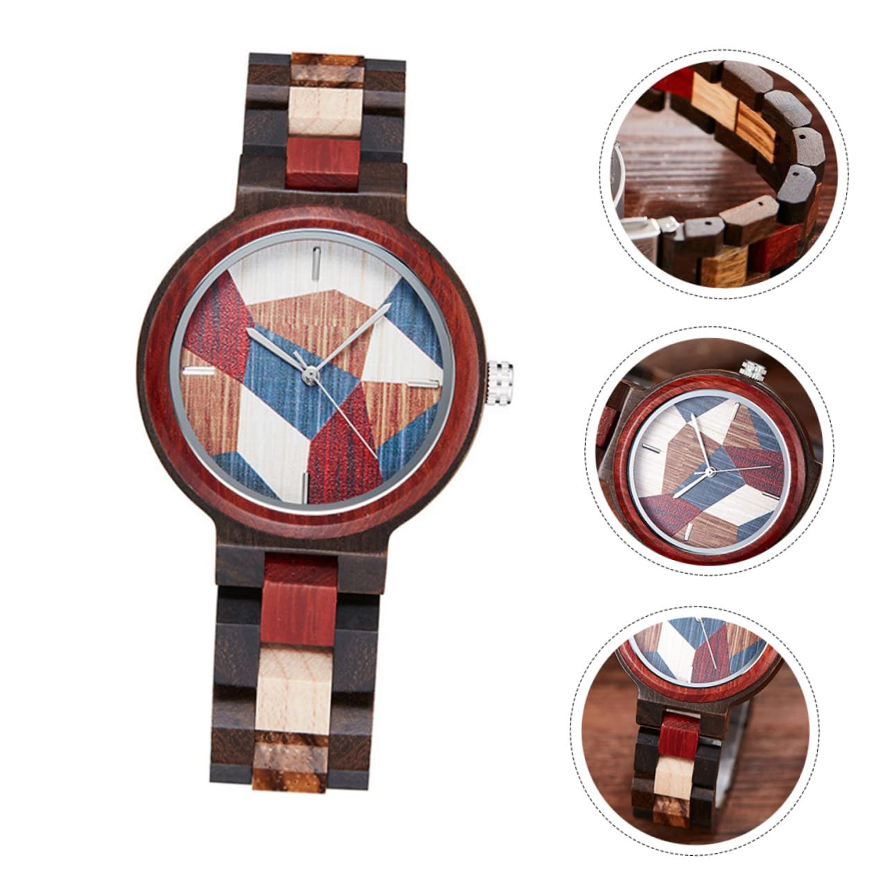 Деревянные часы Healvian Кварцевые Уникальный дизайн Деревянный ремешок, фото №8