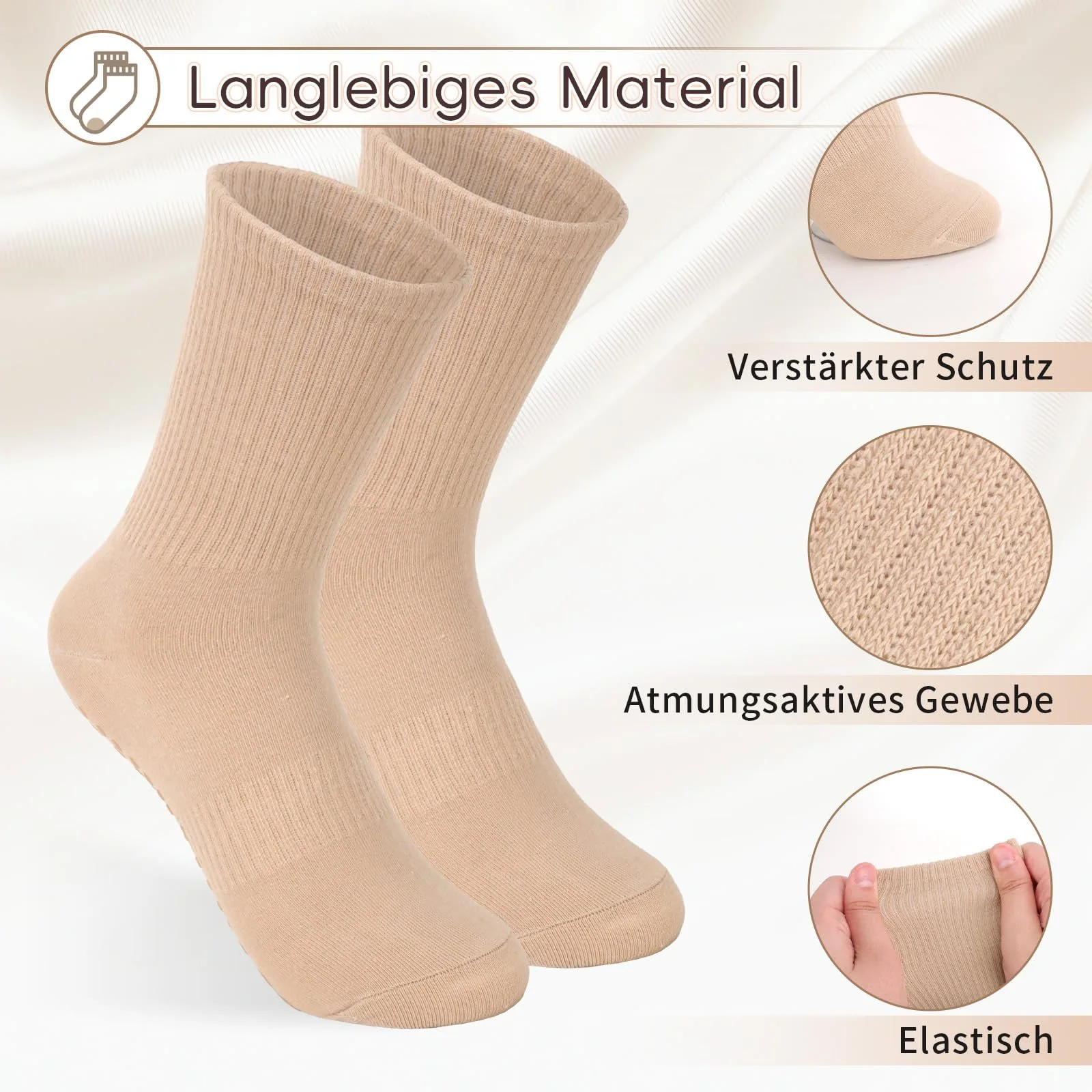 Носки Pilates Kaempe 6 пар, носки-стопперы женские размера 36-40, носки для йоги с нескользящей подошвой, размера 36-40, носки с захватом, нескользящие носки для йоги, фитнеса, балета, фото №3