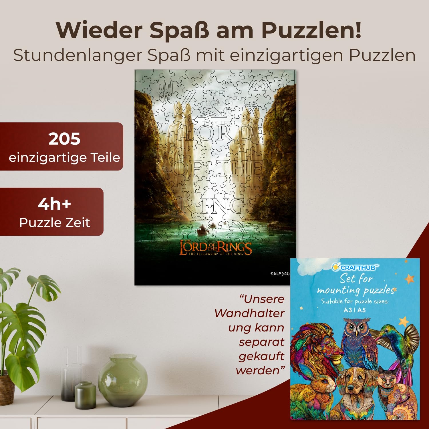 Деревянный пазл Crafthub Premium The Lord of The Rings The Gates of Argonath A3 205 деталей UV-печать 36.5 см x 27.3 см, фото №2