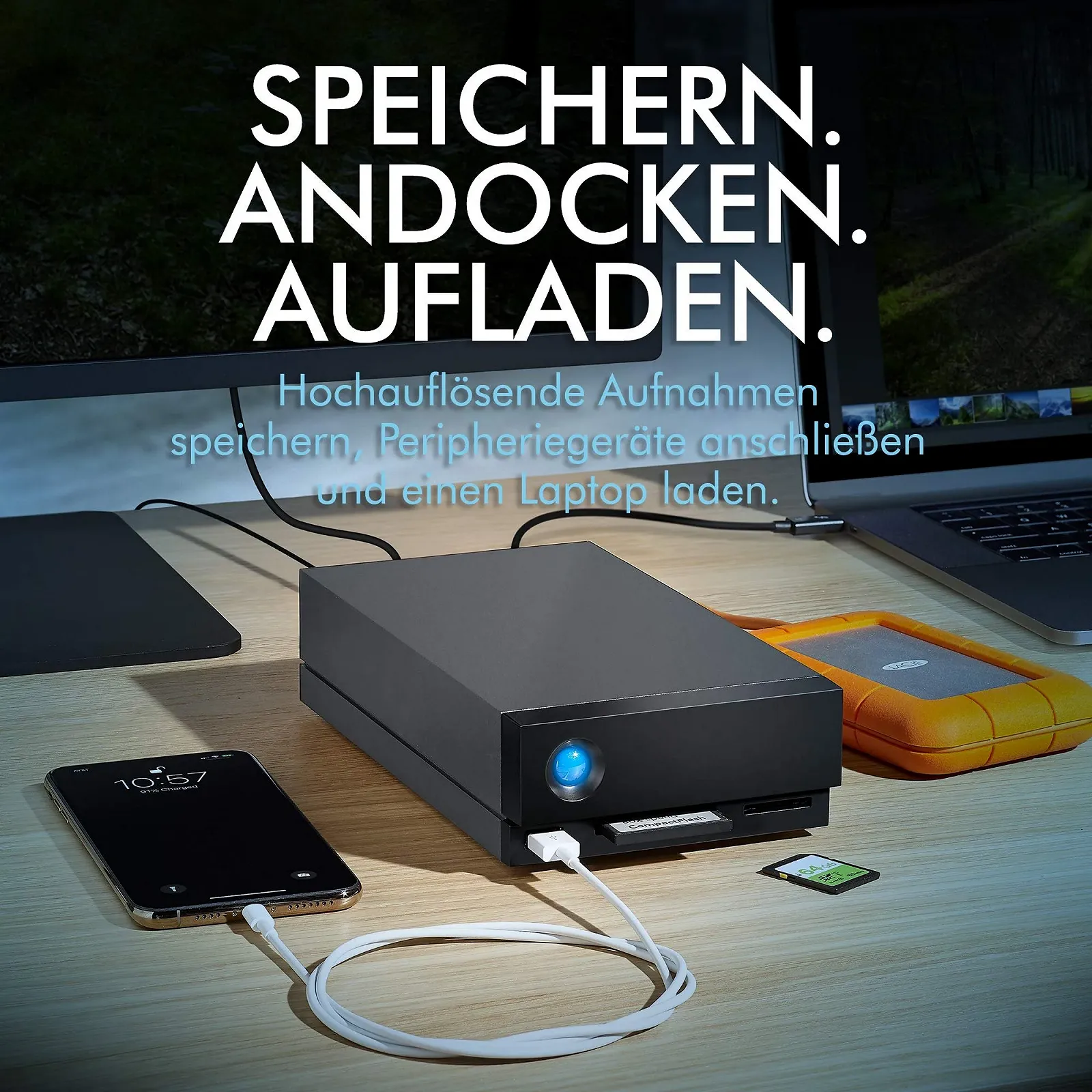 Зовнішній жорсткий диск LaCie 1big Dock HDD 8 ТБ Thunderbolt 3, фото №3 Зовнішній жорсткий диск LaCie 1big Dock HDD 8 ТБ Thunderbolt 3, фото №3