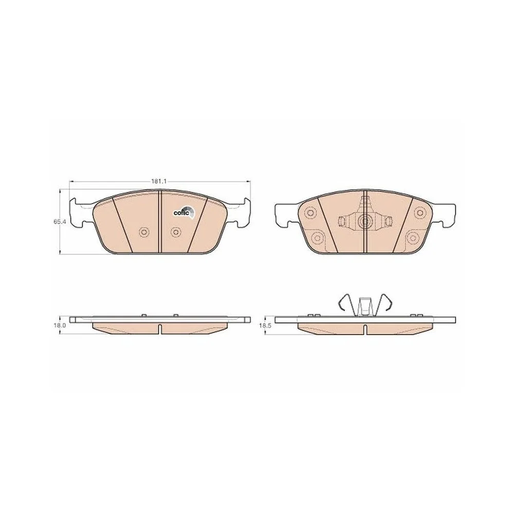 Комплект гальмівних колодок, дискове гальмо TRW COTEC GDB2009 для FORD (CHANGAN), передня вісь, фото №1