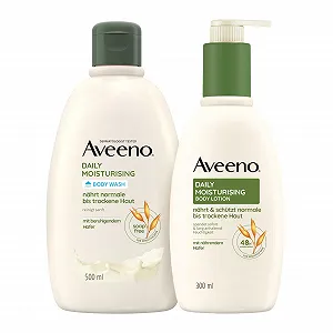 Лосьйон для тіла Aveeno Daily Moisturising + Веганський гель для душу без мила з заспокійливим вівсом для нормальної, сухої та чутливої шкіри - Фото 1