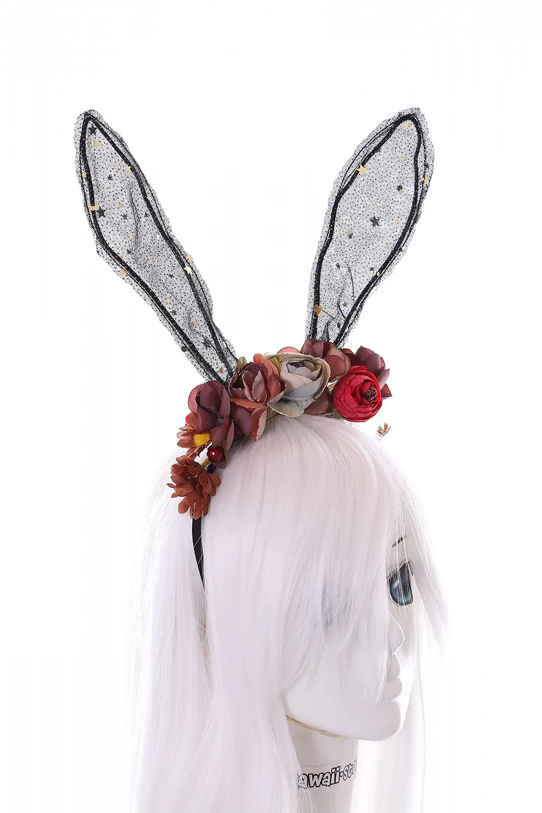 Обруч на голову Зайчик C-75 з кольоровими квітами, вушка кролика, аксесуари для волосся, фото №5