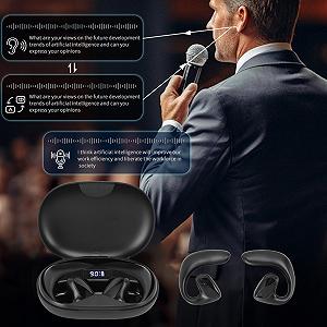 Наушники-переводчики с искусственным интеллектом Bewinner, перевод 133 языков в реальном времени с приложением, BT 5.3, наушники с ушным крючком для тренера, камуфляж (черный) synthetic.ua - Фото 1