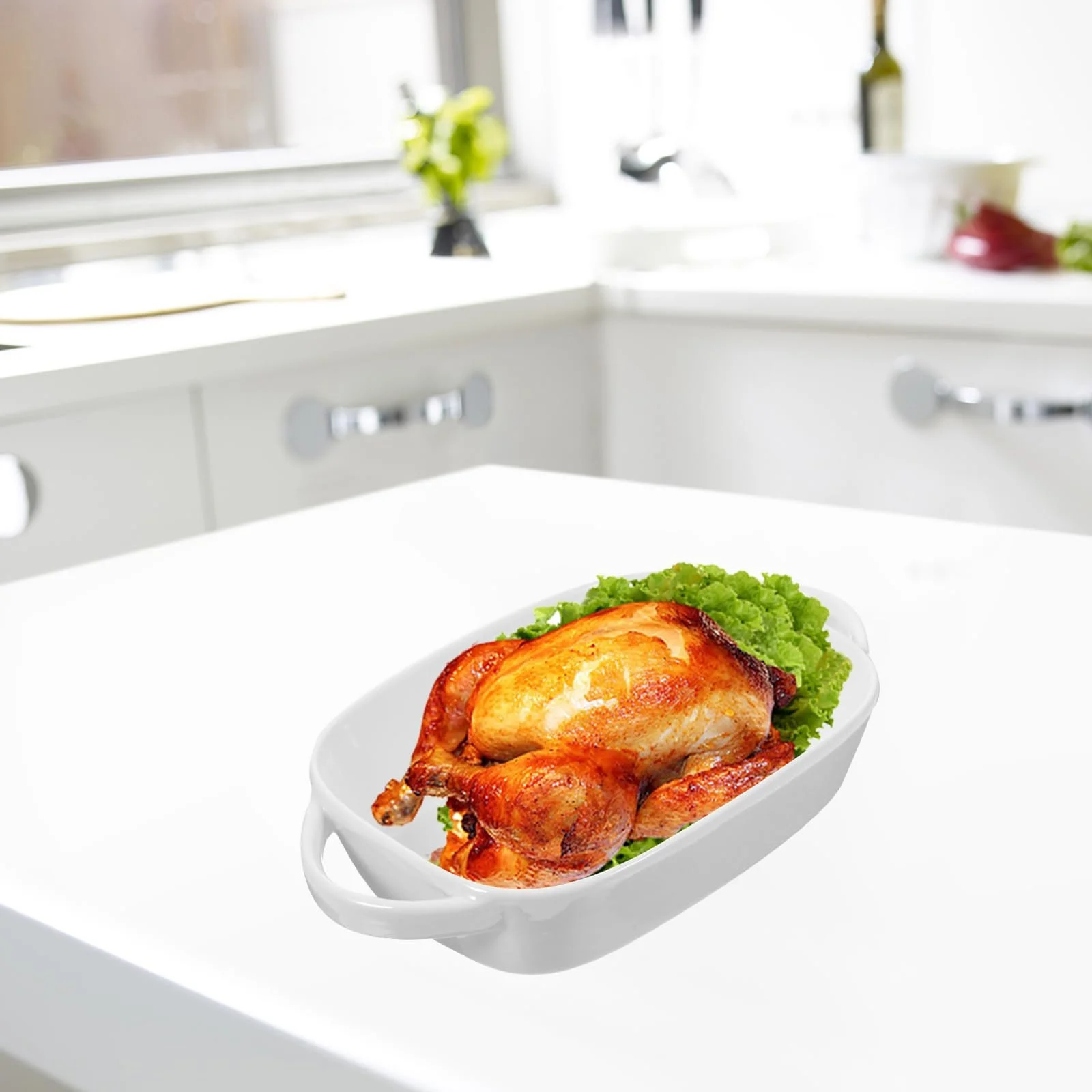 Форма для випікання GALPADA Керамічна з двома ручками Прямокутна Термостійка для духовки, фото №6