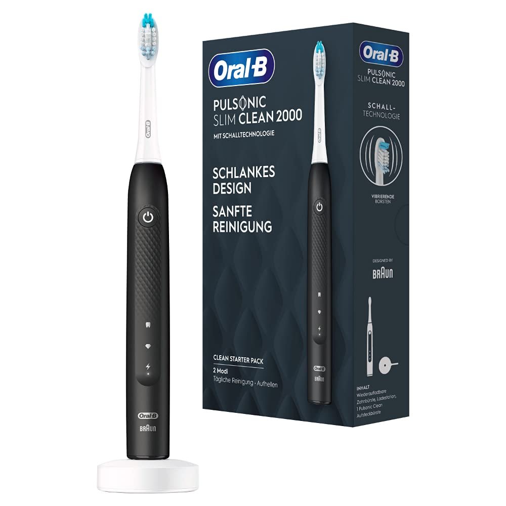 Зубна щітка електрична звукова Oral-B Pulsonic Slim Clean 2000, чорна та змінні насадки для зубної щітки Pulsonic Sensitive, 4 шт, насадка для зубної щітки Oral-B Sonic, фото №2