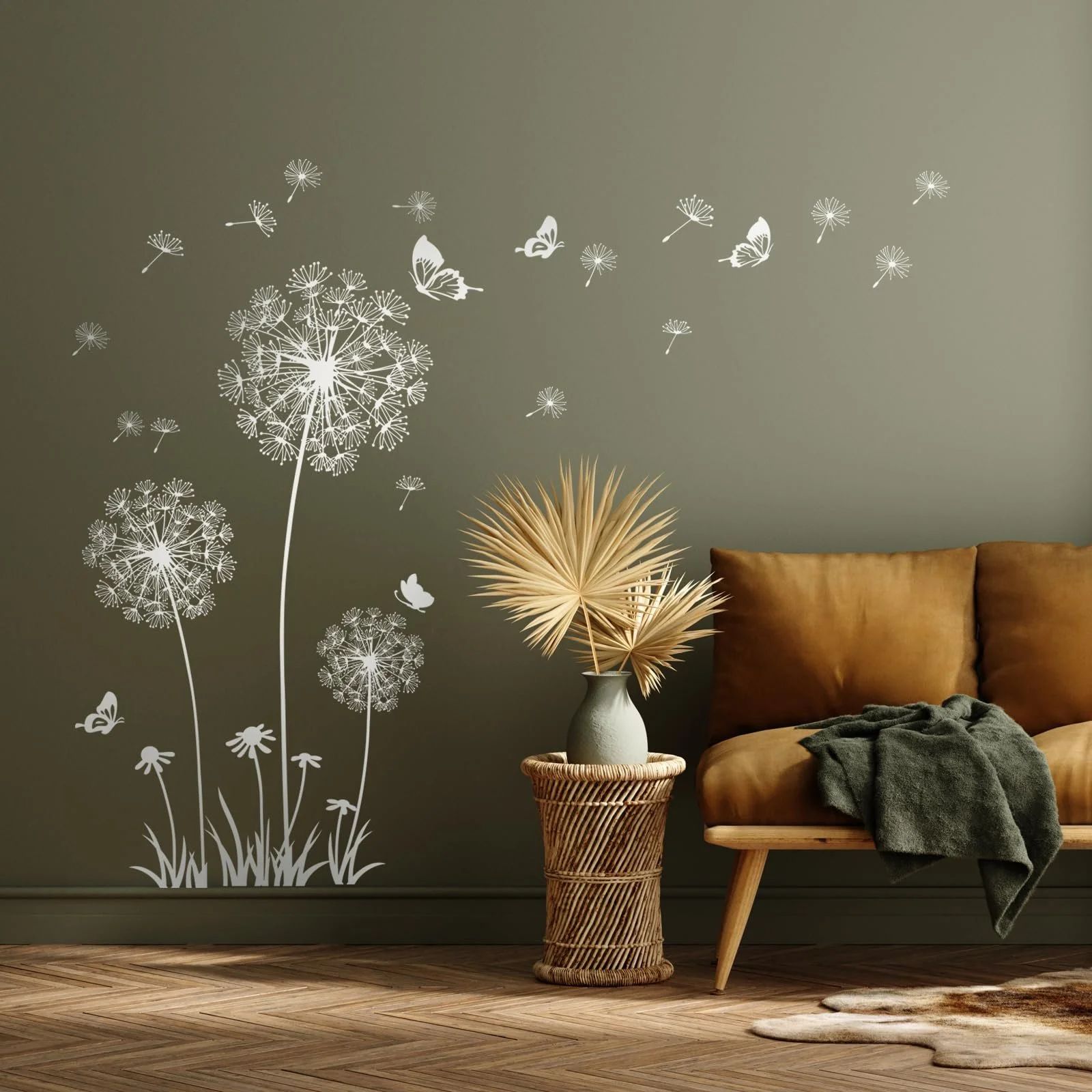 Наклейка на стіну Tanlaby Dandelion Білі квіти та метелики, фото №2