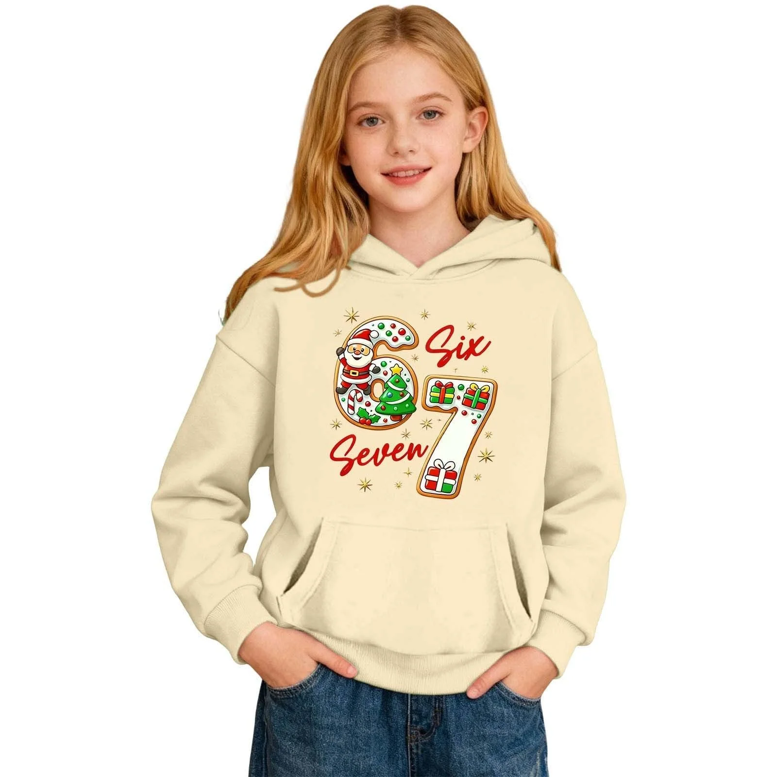 Девочки Толстовки и свитшоты для зимы: детский пуловер с круглым вырезом и буквенным принтом для детей от 2 до 13 лет – идеально подходит для активного отдыха на природе и повседневной жизни., фото №1