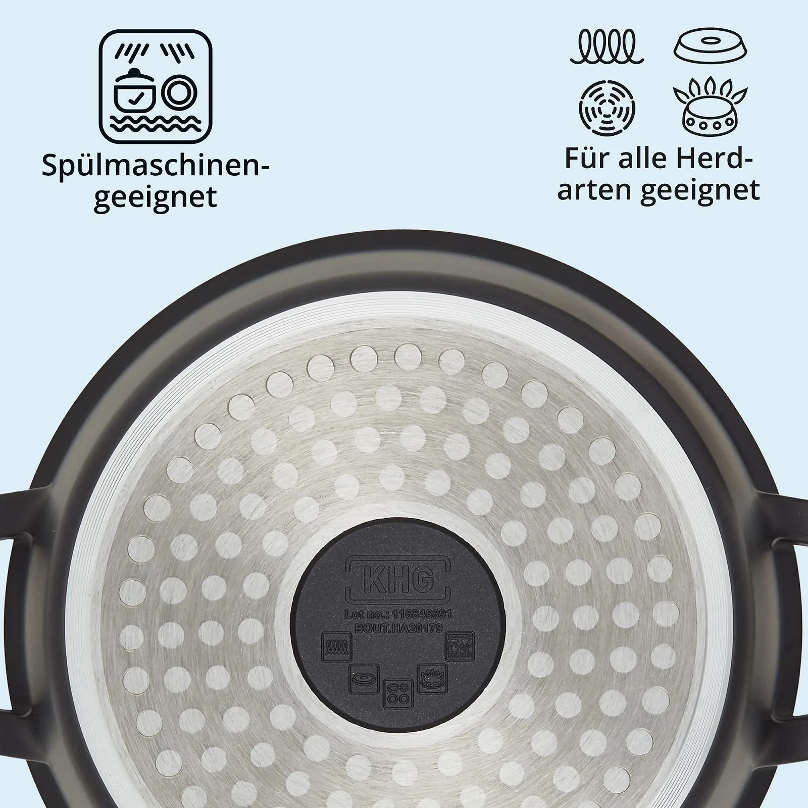 Каструля KHG 28 см Індукційна з антипригарним покриттям XXL 10 літрів Чорний, фото №7 Каструля KHG 28 см Індукційна з антипригарним покриттям XXL 10 літрів Чорний, фото №7