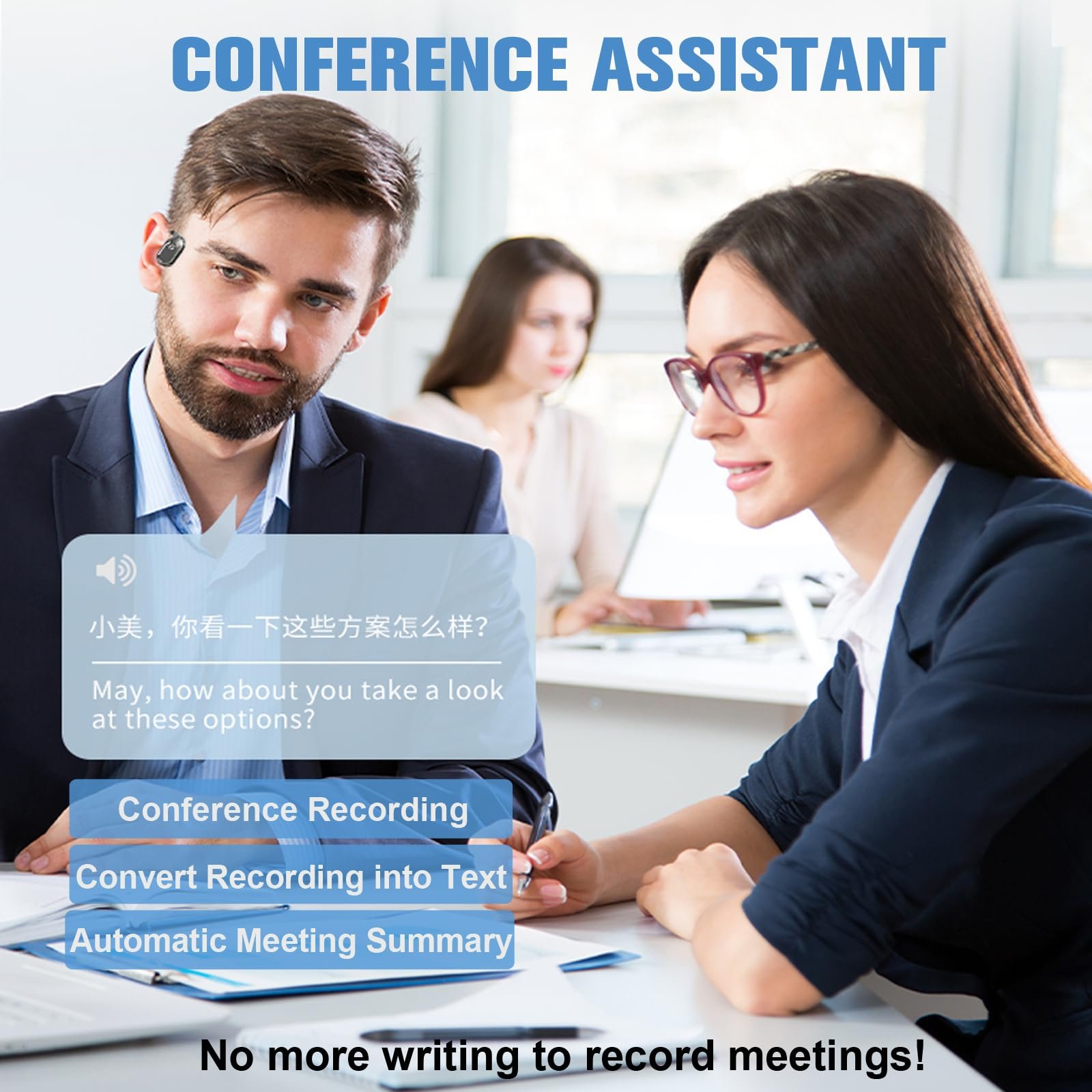 Бездротові Bluetooth навушники Відкритого Типу з AI Голосовим Перекладом, в Реальному Часі, фото №4