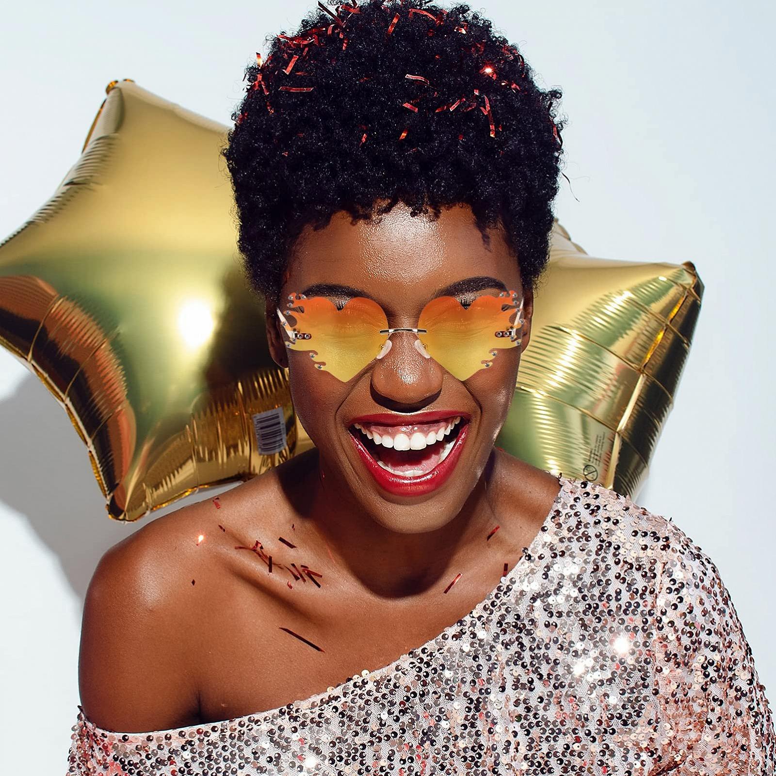 Сонцезахисні окуляри У формі полум'я, Набір 2 шт, Метал, помаранчевий, фото №5