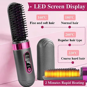 Бездротова щітка-вирівнювач Go Brush Pro для короткого волосся 4 температурні режими synthetic.ua - Фото 1