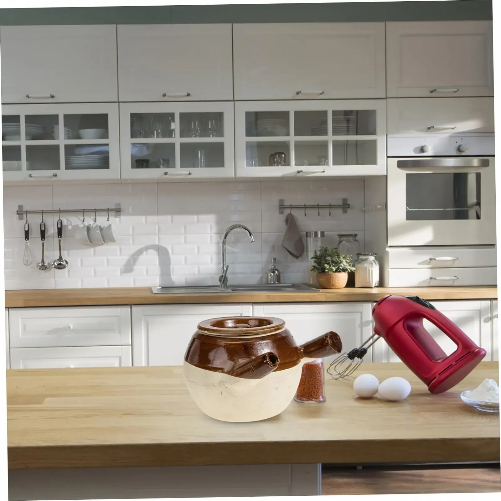 Горщик для приготування глиняний термостійкий з ручкою для газових плит, фото №5