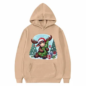 Різдвяний світшот дитячий з капюшоном, Світшот з довгими рукавами, м'який фліс, милий принт synthetic.ua - Фото 1