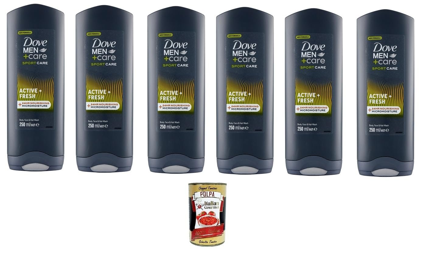 Гель для душу, обличчя та волосся Dove Men+Care Sport Care Active + Fresh 6 x 250 мл, фото №1