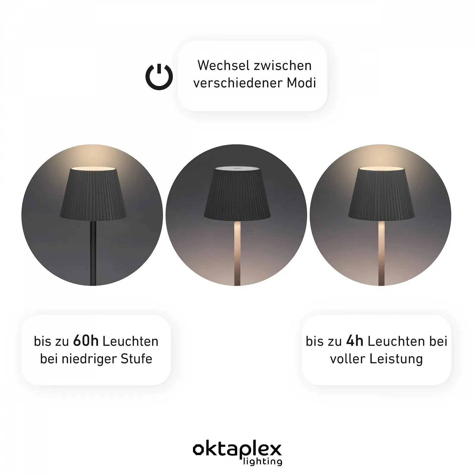 Настільні лампи комплект 2 шт Oktaplex Vero LED 200 лм IP54 акумуляторні 37 см Антрацит, фото №3