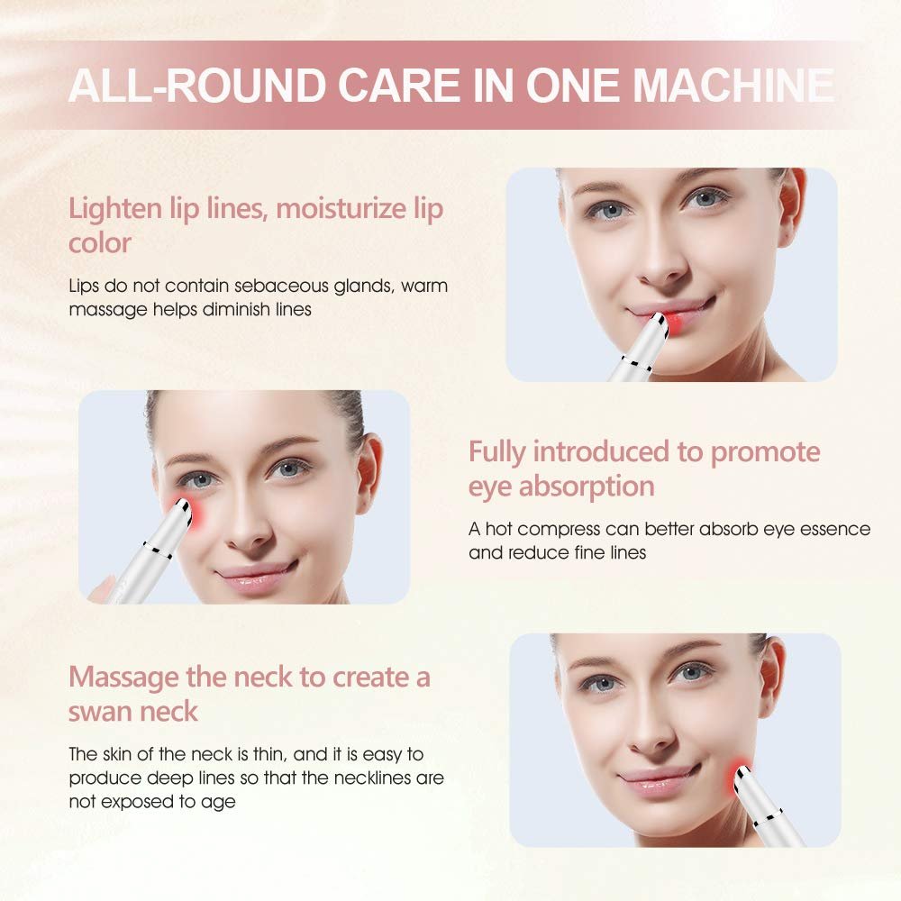 Масажер для очей TOUCHBeauty, вібраційний, з червоним LED світлом, підігрівом 40°C, акумуляторний, білий, фото №6