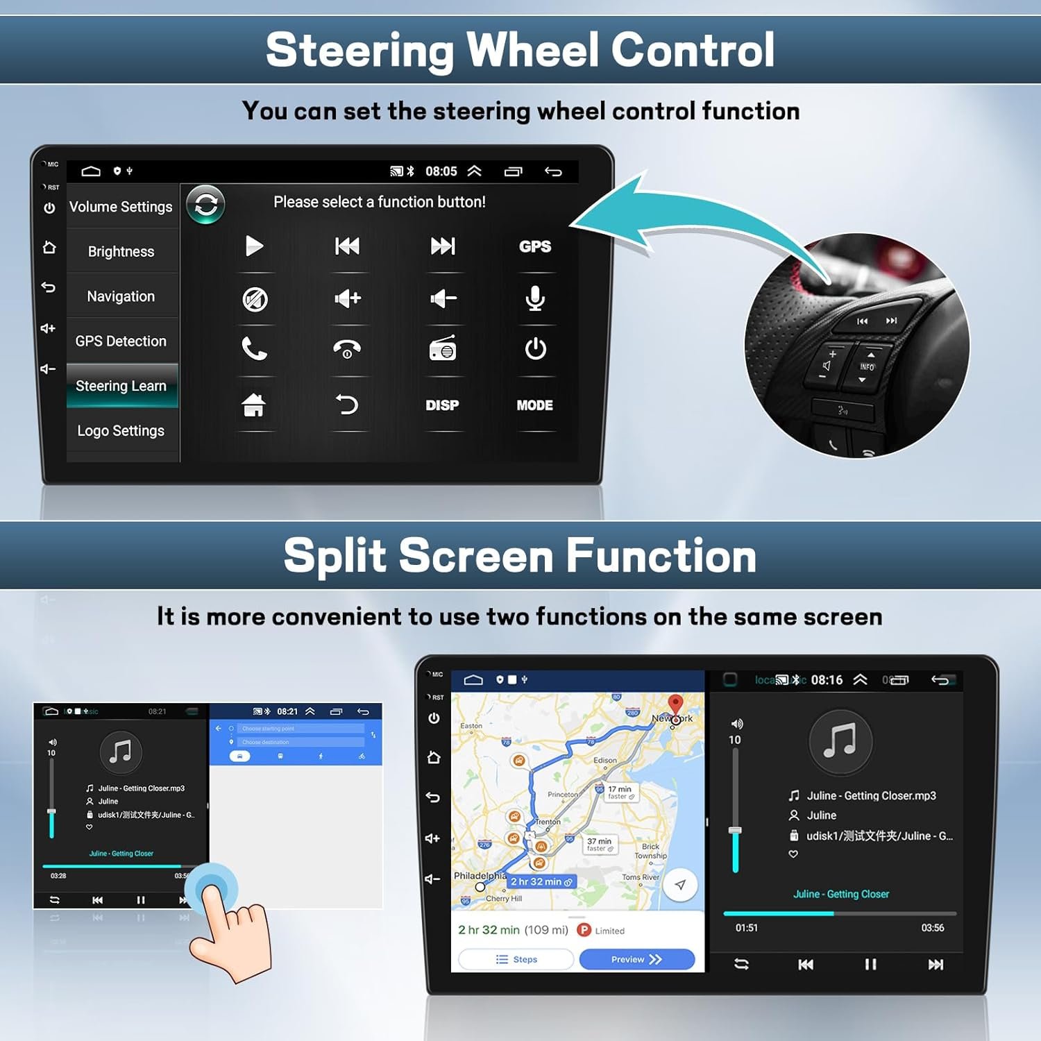 Штатная автомагнитола SIXTOP для BMW X3 E83 (2004-2012) / 9" / Сенсорная / 2/64Гб / Android 13 / Apple CarPlay / Android Auto / Bluetooth / WI-FI / GPS / USB, фото №6