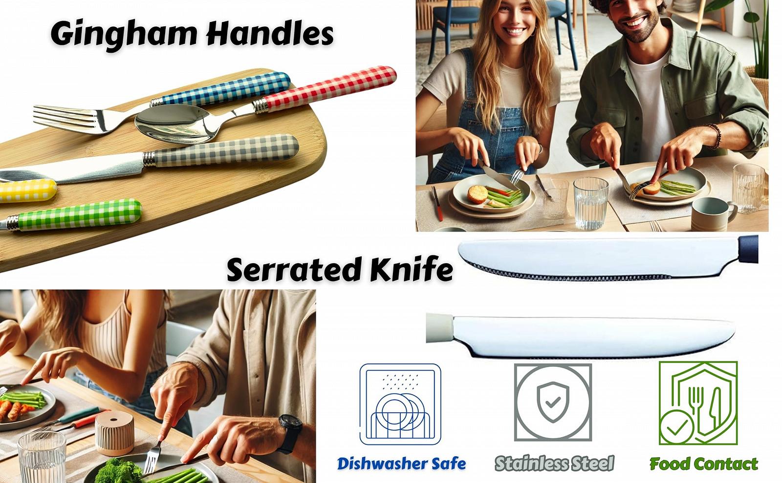 Набор столовых приборов Exzact Color из нержавеющей стали, 24 предмета, фото №4