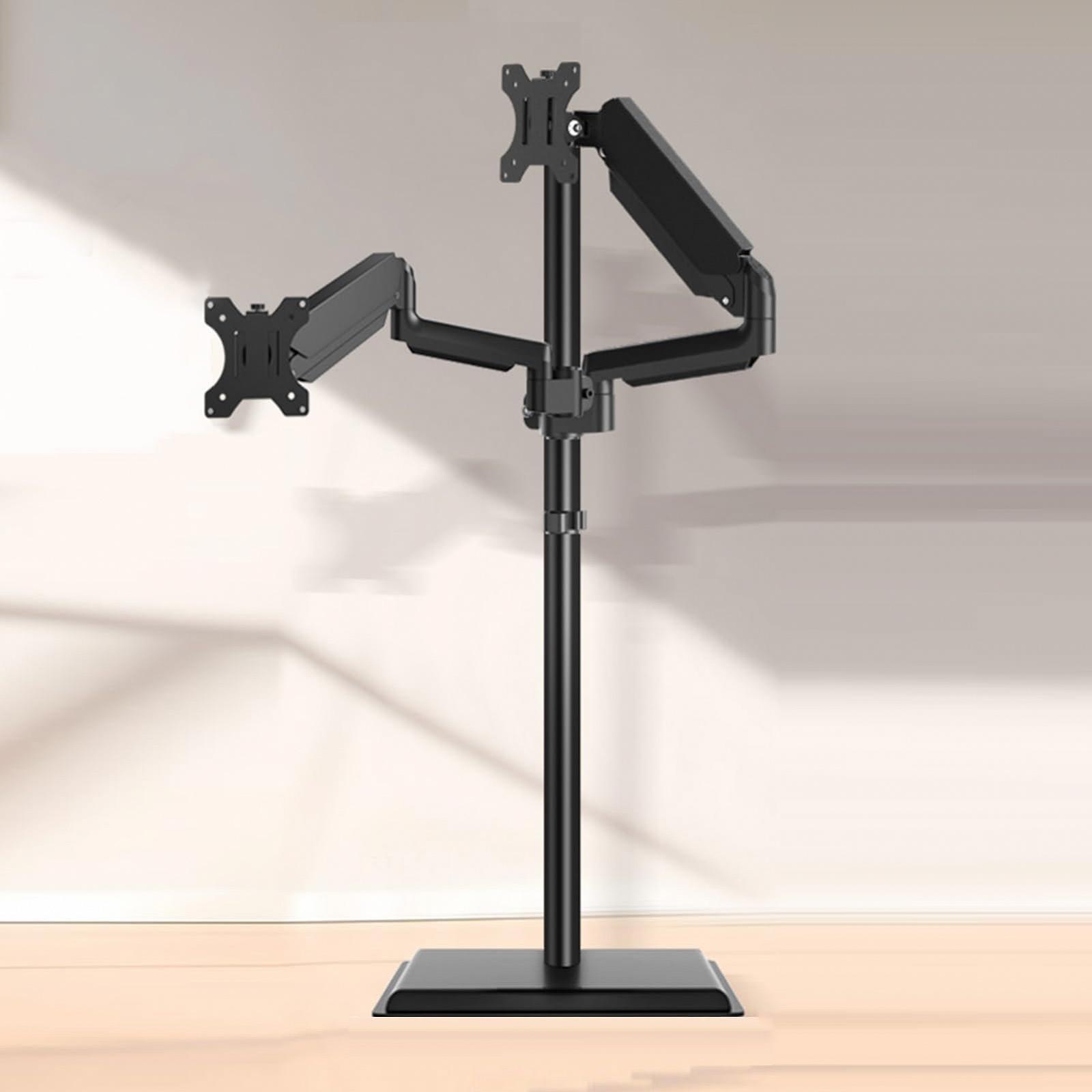 Напольная Стойка для Ноутбука Стальная с Двумя Экранами Регулируемый Вращающийся Компьютерный Столик, фото №7