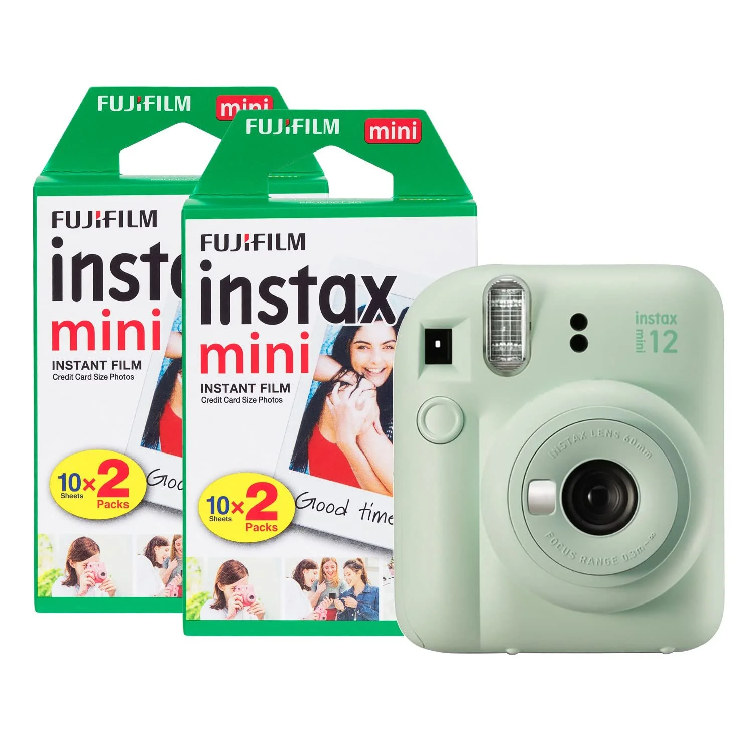 Фотокамера мгновенной печати Fujifilm Instax Mini 12 с 40 снимками Mint Green, фото №1