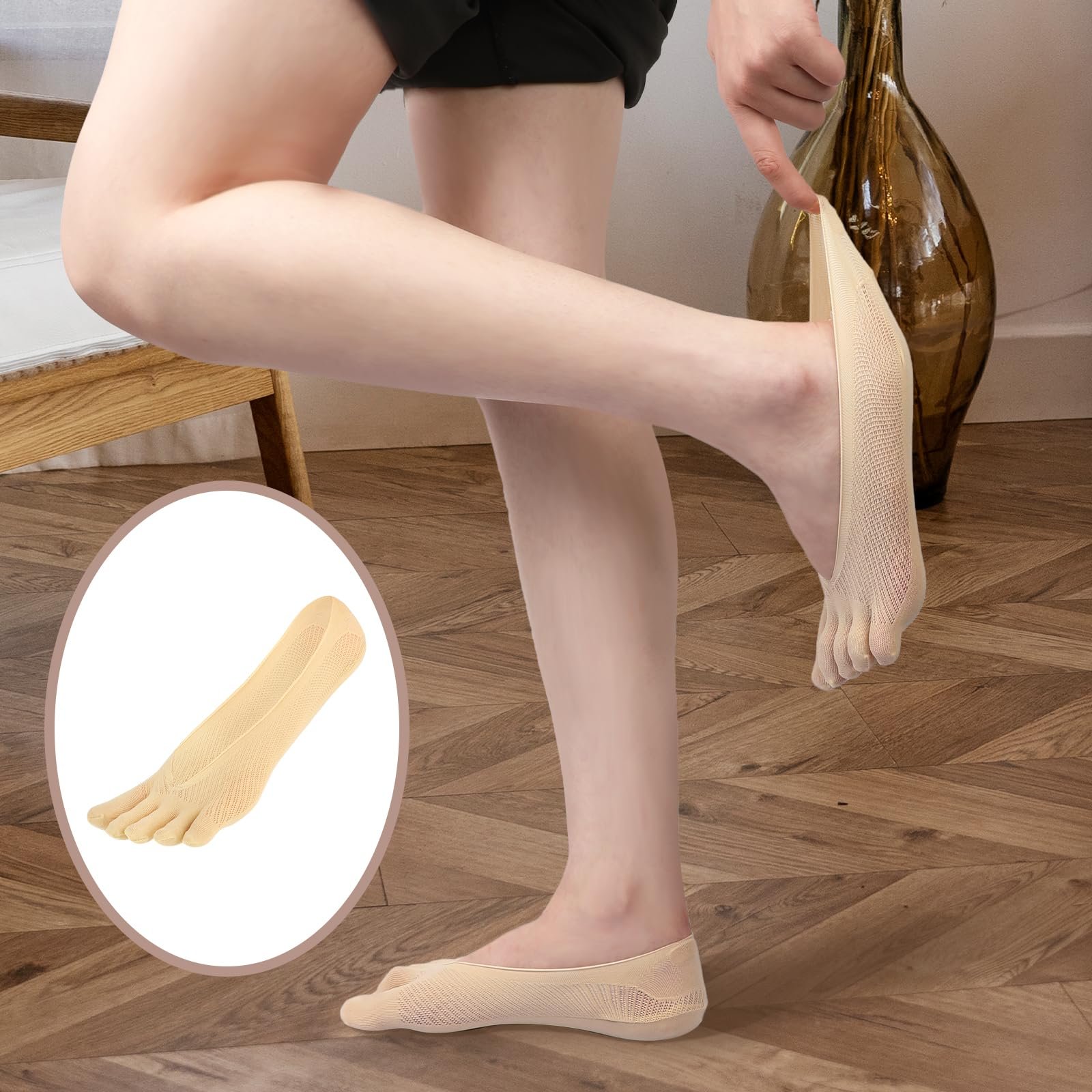 Носки с разделителями для пальцев, 5 пар, женские носки-невидимки с пятью пальцами, низкие внутренние носки для обуви, носки для женщин и девушек, подходят для высоких каблуков, кроссовок, кед EU 35-41, фото №4