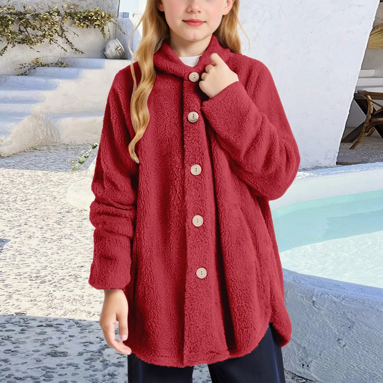 Куртка Тедди Флисовая для девочек, Теплая куртка для девочек, Повседневная зимняя куртка со стойкой-воротником, Термокуртка, Пальто, Пушистая флисовая куртка на молнии, Мягкая детская куртка, Зимнее пальто, фото №3