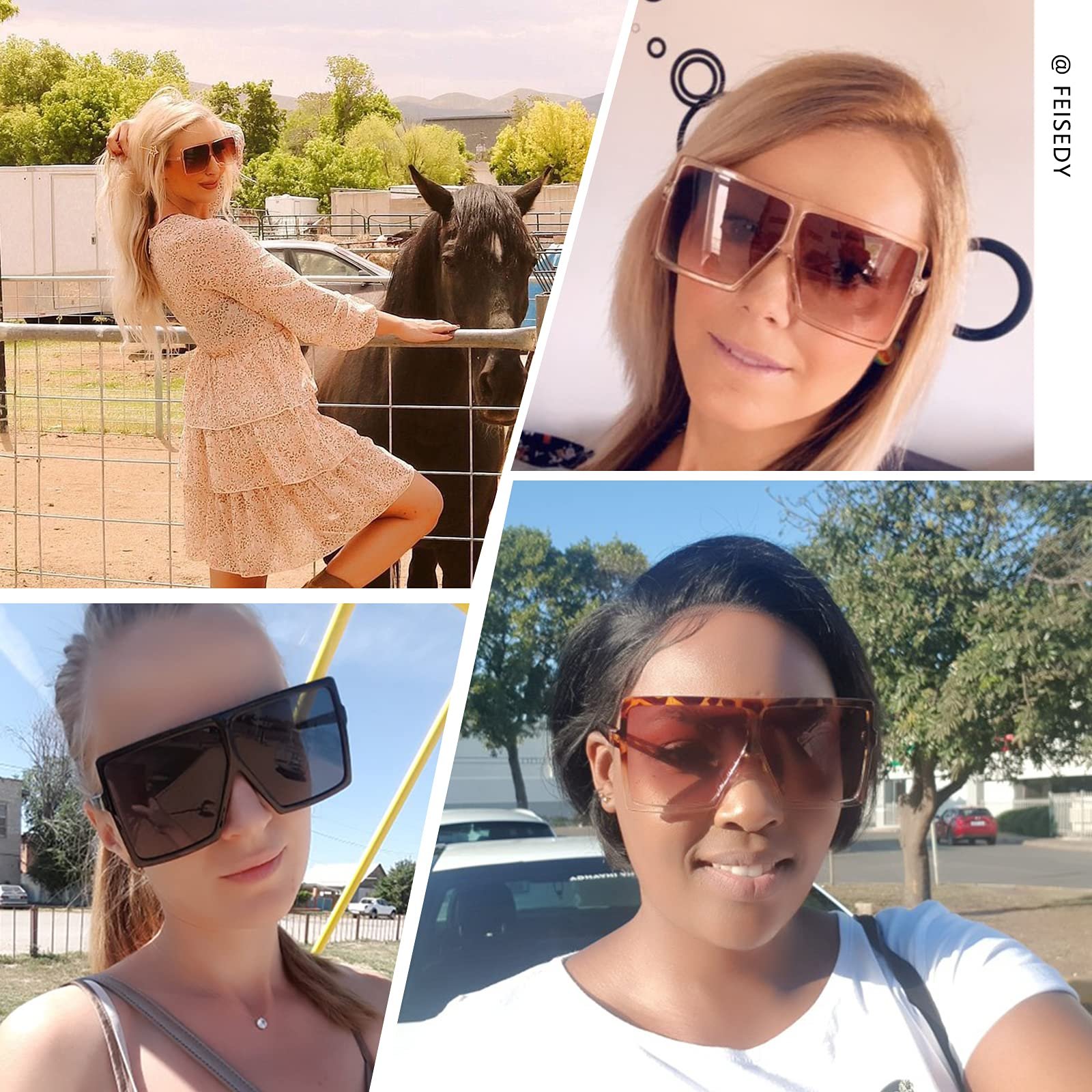 Сонцезахисні окуляри Квадратні FEISEDY B2539 Оверсайз, Ультраплоска велика оправа, Жіночі/Чоловічі, фото №6 Сонцезахисні окуляри Квадратні FEISEDY B2539 Оверсайз, Ультраплоска велика оправа, Жіночі/Чоловічі, фото №6