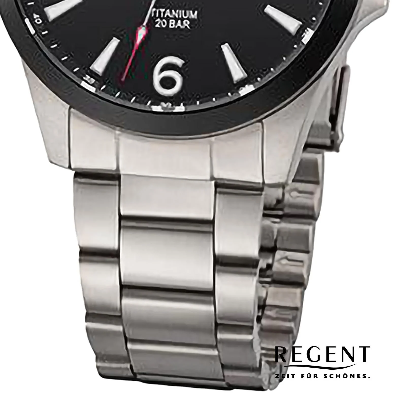 Мужские часы REGENT Титан, титановый корпус 39 мм, кварцевый механизм, 20 Bar, арабские цифры, дата, черный, браслет, фото №3 Мужские часы REGENT Титан, титановый корпус 39 мм, кварцевый механизм, 20 Bar, арабские цифры, дата, черный, браслет, фото №3