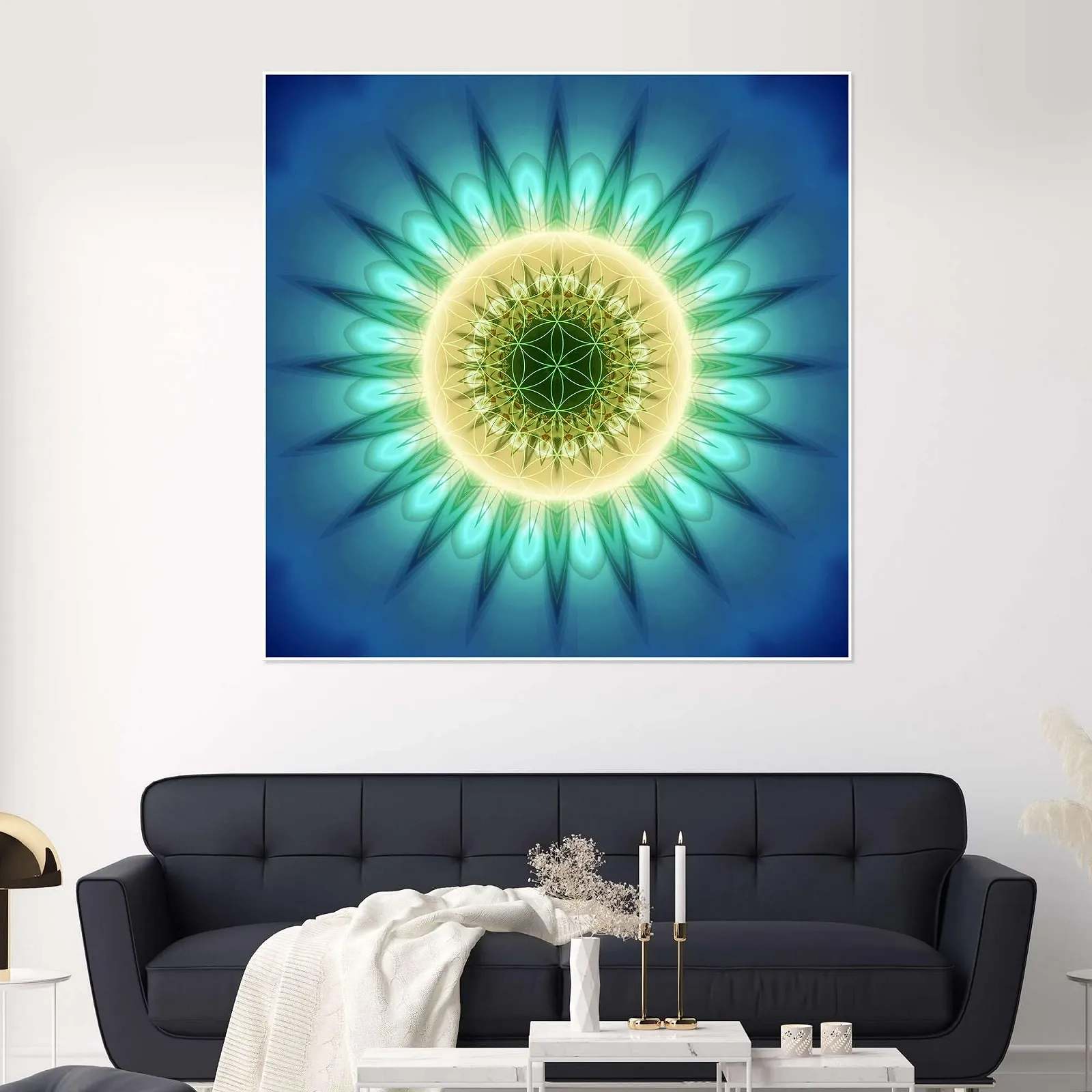 Постер-наклейка Mandala Blue Light Christine Bässler Квітка життя 40 x 40 см, фото №4
