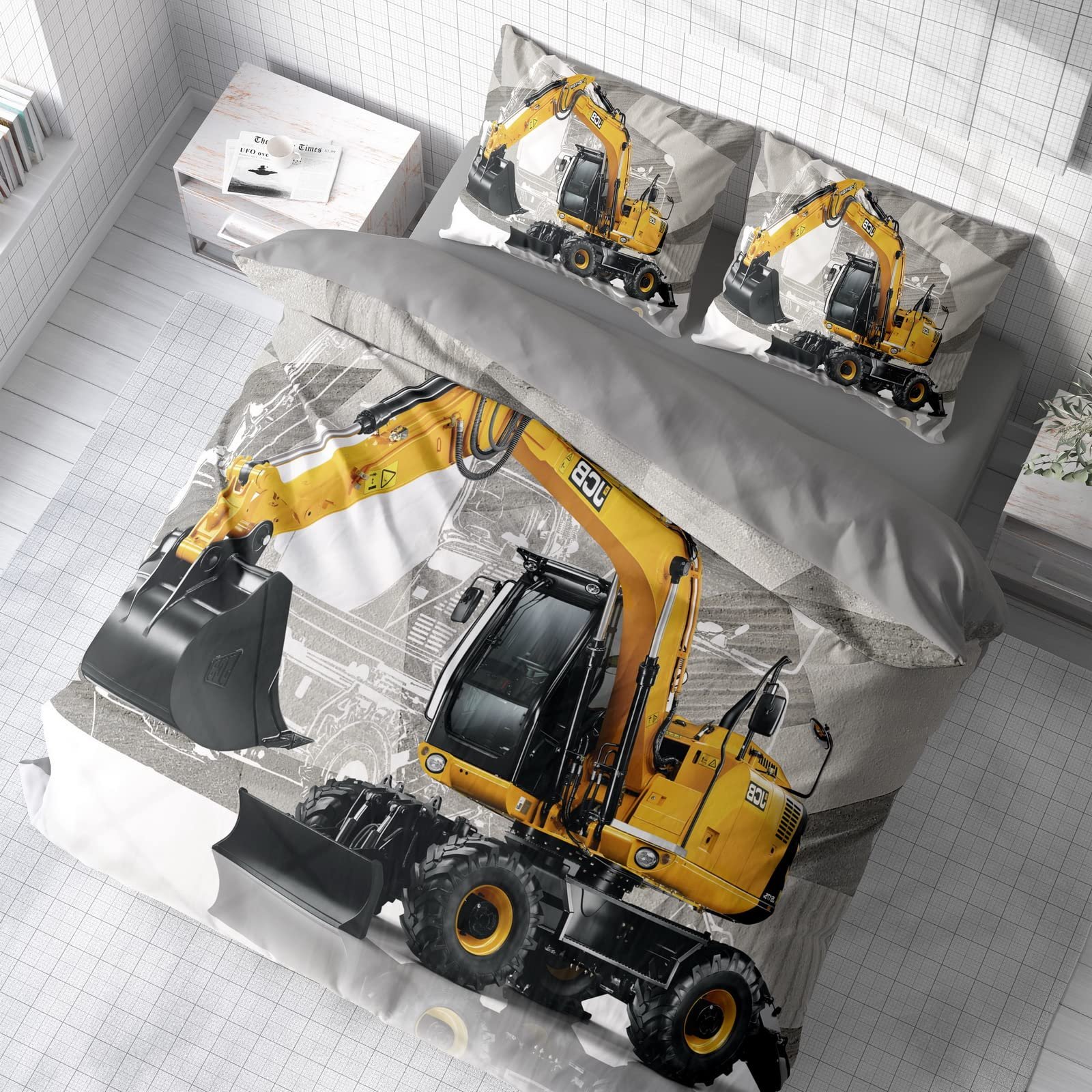 Постільна білизна FEBE 3D Digger, комплект: підковдра 135 x 200 см + наволочка 80 x 80 см, двостороння, із застібкою-блискавкою, фото №2