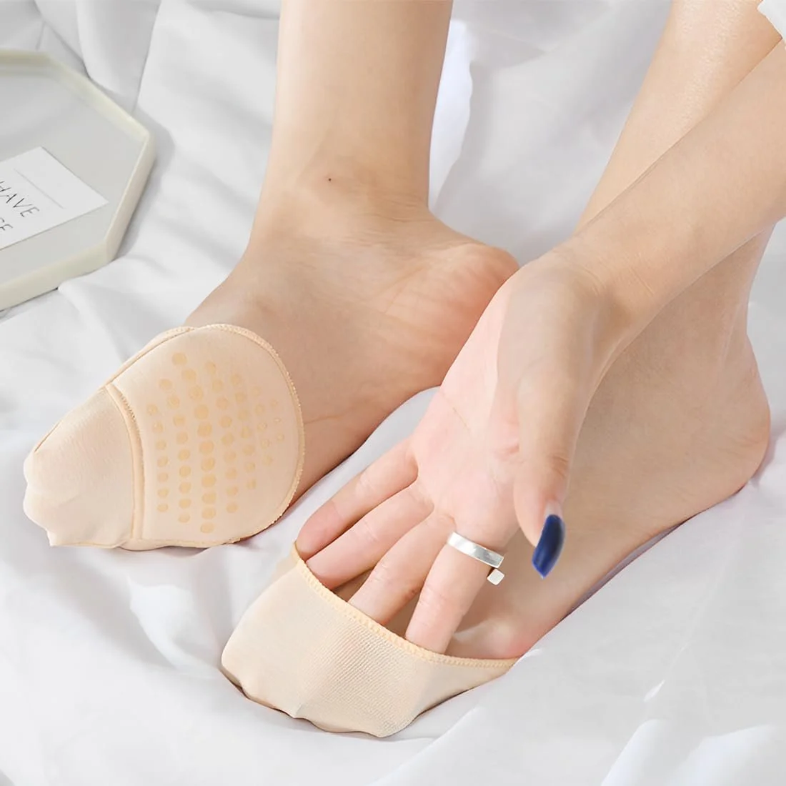 Носки для пальцев ног Женские Невидимые Дышащие Без следа носки-половинки Нескользящие Носки для передней части стопы Накладки на пальцы для высоких каблуков для девочек, 5 пар, фото №4