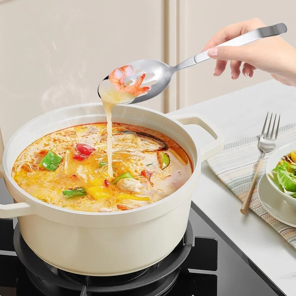 Ложка для сервірування велика нержавіюча сталь з довгою ручкою і прорізом, фото №7 Ложка для сервірування велика нержавіюча сталь з довгою ручкою і прорізом, фото №7