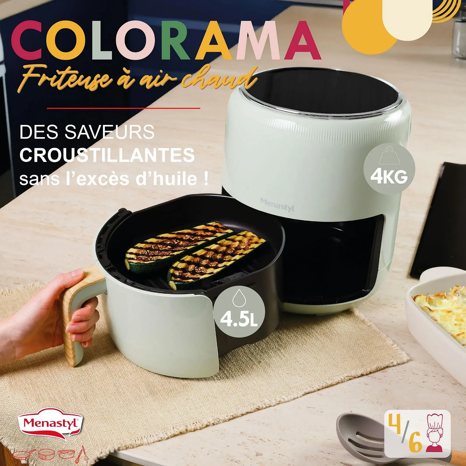 Мультипечь MENASTYL Colorama 4.5L 8 программ до 200 °C Без PFAS Селадон, фото №2 Мультипечь MENASTYL Colorama 4.5L 8 программ до 200 °C Без PFAS Селадон, фото №2